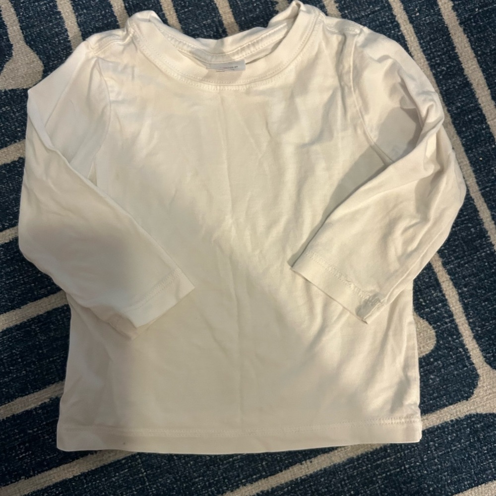 Hanna Andersson White Long Sleeve Kids Tee 85cm 2T